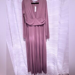 Elegant Mauve Long Sleeve Dress